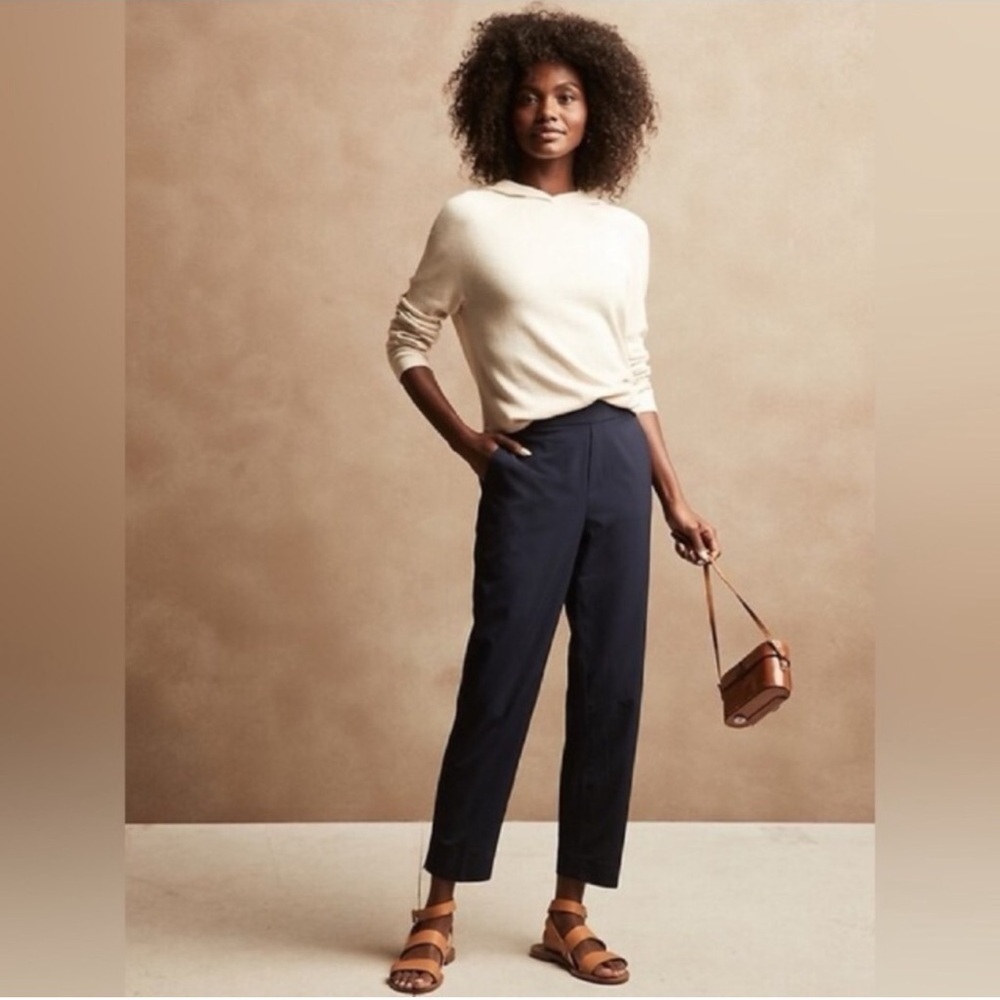 Banana Republic Navy Blue Hayden Pants Women's 4 Comfort Stretch High Rise Ankle
